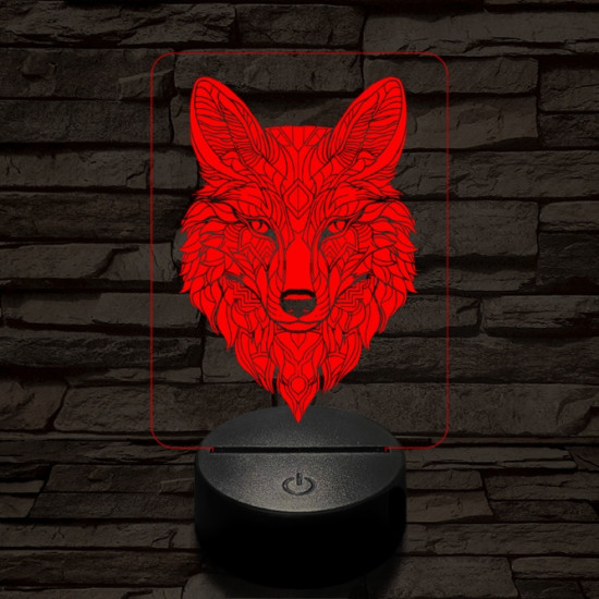 Misztikus róka 7 színű  3D led lámpa