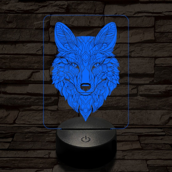 Misztikus róka 7 színű  3D led lámpa