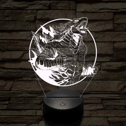 Üvöltő Godzilla 7 színű 3D led lámpa