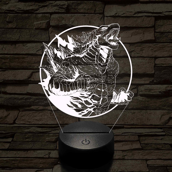 Üvöltő Godzilla 7 színű 3D led lámpa
