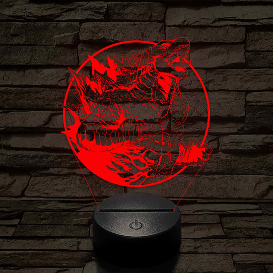 Üvöltő Godzilla 7 színű 3D led lámpa