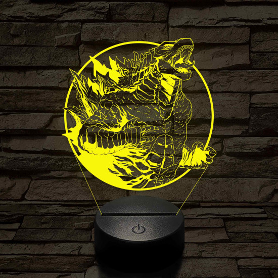 Üvöltő Godzilla 7 színű 3D led lámpa