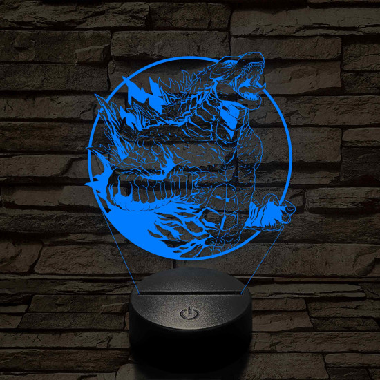 Üvöltő Godzilla 7 színű 3D led lámpa