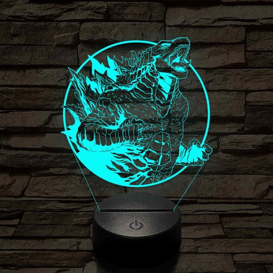 Üvöltő Godzilla 7 színű 3D led lámpa