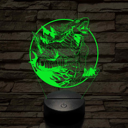 Üvöltő Godzilla 7 színű 3D led lámpa