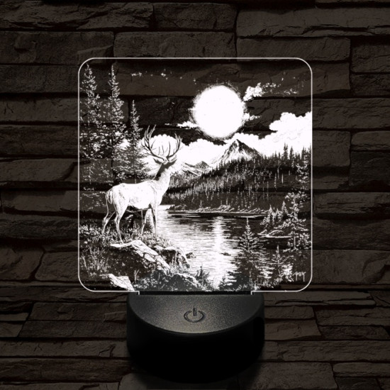 Gyönyörködő szarvas 7 színű valósághű 3D led lámpa