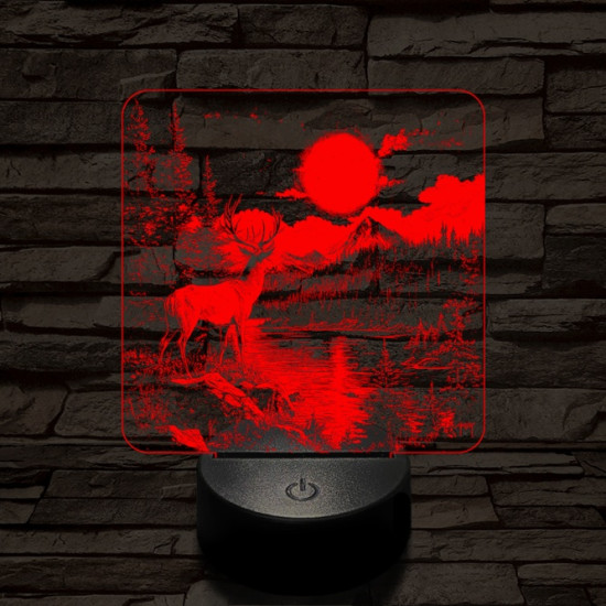 Gyönyörködő szarvas 7 színű valósághű 3D led lámpa