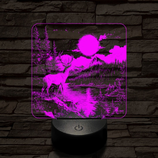 Gyönyörködő szarvas 7 színű valósághű 3D led lámpa