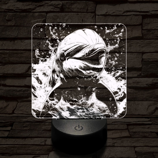 Boldog delfin 7 színű valósághű 3D led lámpa