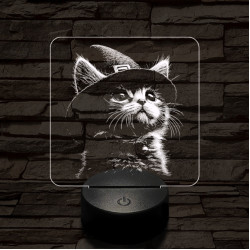 Csizmáskandúr kölyök 7 színű valósághű 3D led lámpa