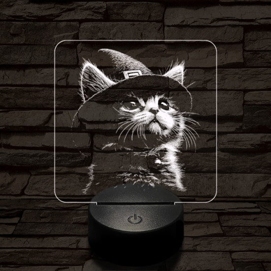 Csizmáskandúr kölyök 7 színű valósághű 3D led lámpa