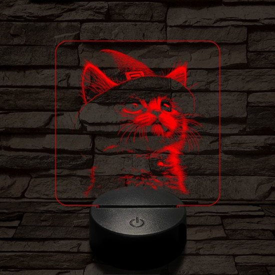 Csizmáskandúr kölyök 7 színű valósághű 3D led lámpa