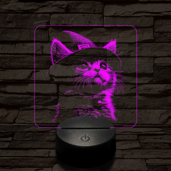 Csizmáskandúr kölyök 7 színű valósághű 3D led lámpa