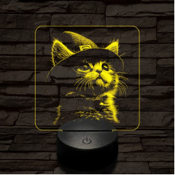 Csizmáskandúr kölyök 7 színű valósághű 3D led lámpa