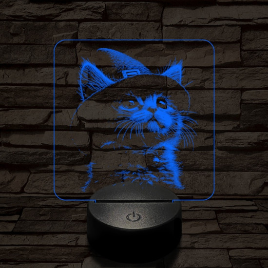 Csizmáskandúr kölyök 7 színű valósághű 3D led lámpa