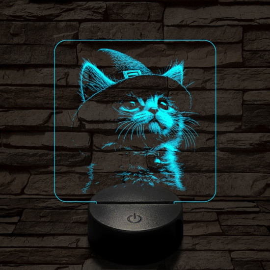 Csizmáskandúr kölyök 7 színű valósághű 3D led lámpa