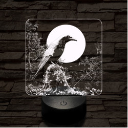 Éjszakai holló 7 színű valósághű 3D led lámpa