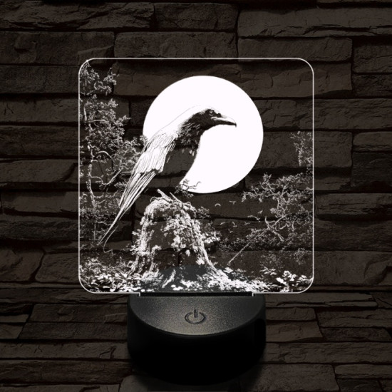 Éjszakai holló 7 színű valósághű 3D led lámpa