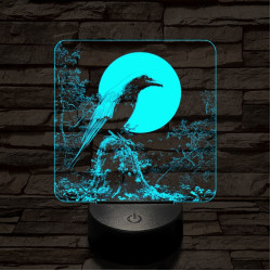 Éjszakai holló 7 színű valósághű 3D led lámpa