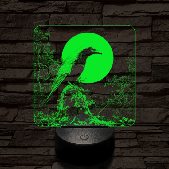 Éjszakai holló 7 színű valósághű 3D led lámpa