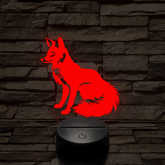 Ülő róka 7 színű  3D led lámpa