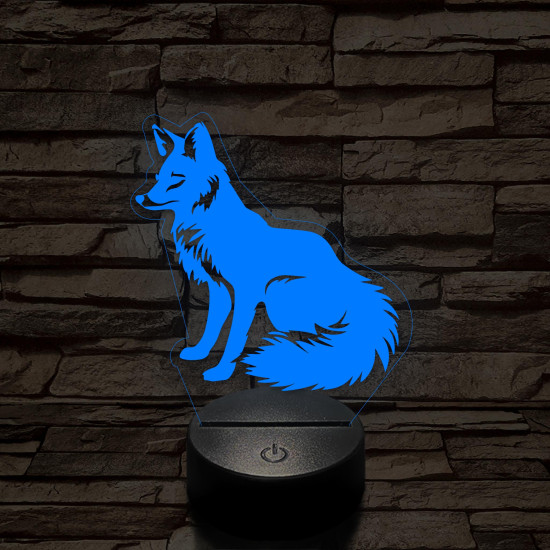 Ülő róka 7 színű  3D led lámpa