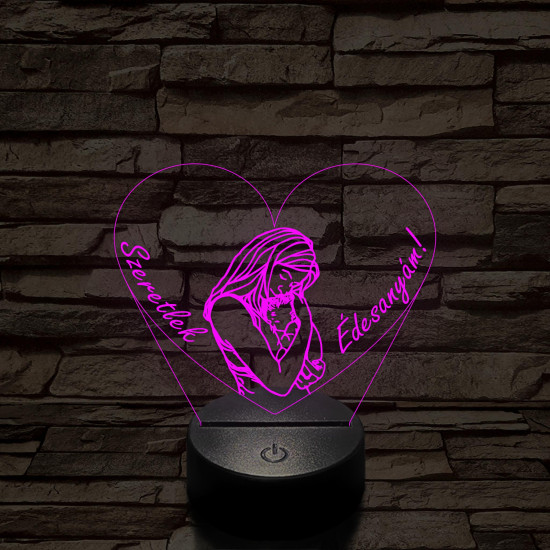 Szeretlek édesanyám 7 színű 3D led lámpa