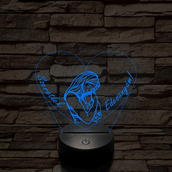 Szeretlek édesanyám 7 színű 3D led lámpa