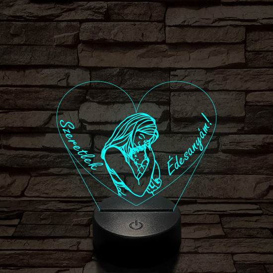 Szeretlek édesanyám 7 színű 3D led lámpa