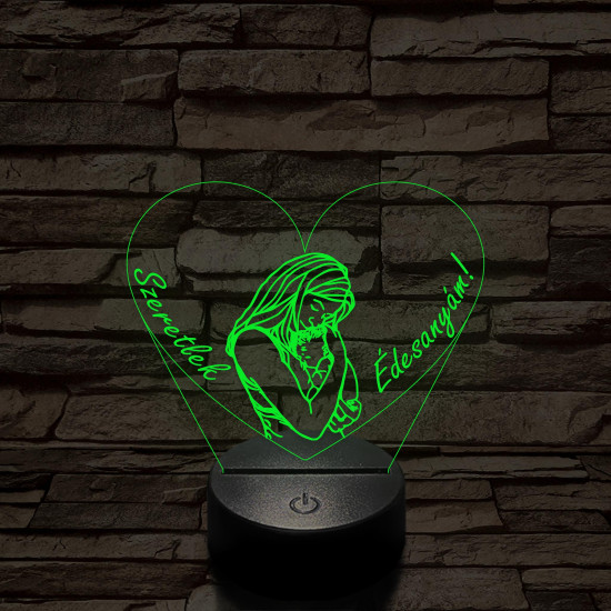 Szeretlek édesanyám 7 színű 3D led lámpa