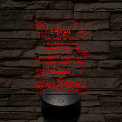 Anyák napjára virágzó szeretet 7 színű 3D LED lámpa