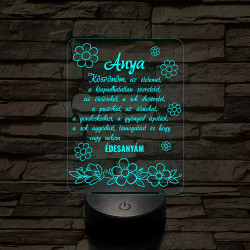 Anyák napjára virágzó szeretet 7 színű 3D LED lámpa