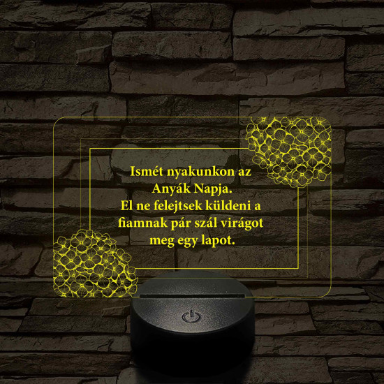 Humoros anyák napi emlékeztető 7 színű 3D led lámpa