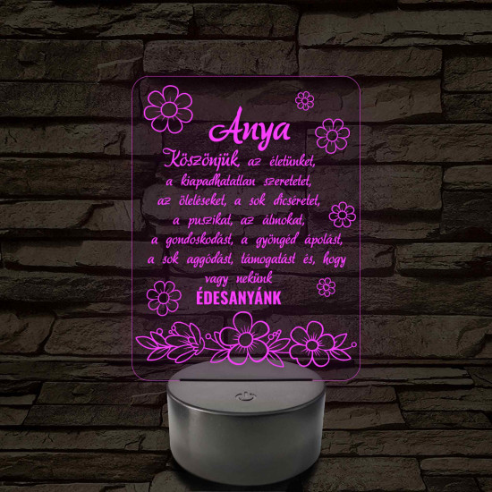 Anyák napjára virágzó szeretet TÖBBES SZÁMBAN! - 7 színű 3D LED lámpa