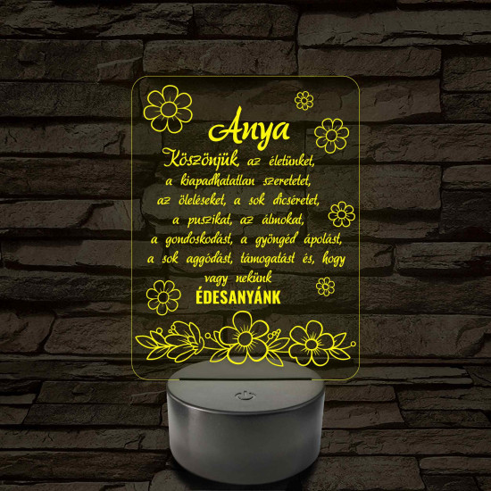 Anyák napjára virágzó szeretet TÖBBES SZÁMBAN! - 7 színű 3D LED lámpa