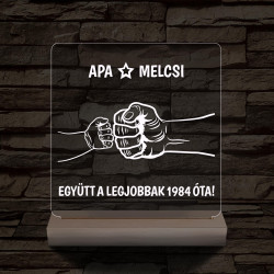 Gyerekek plusz apa együtt a legjobbak! személyre szabott fa talppal 7 színű 3D led lámpa