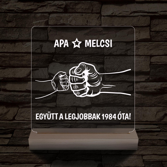 Gyerekek plusz apa együtt a legjobbak! személyre szabott fa talppal 7 színű 3D led lámpa