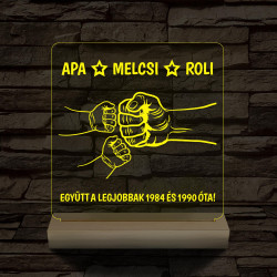 Gyerekek plusz apa együtt a legjobbak! személyre szabott fa talppal 7 színű 3D led lámpa