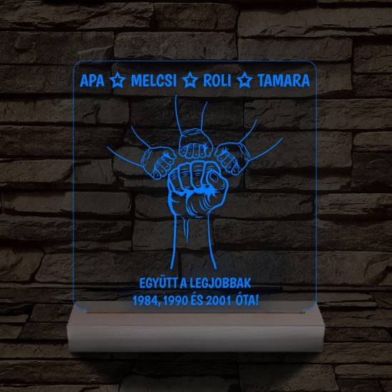 Gyerekek plusz apa együtt a legjobbak! személyre szabott fa talppal 7 színű 3D led lámpa