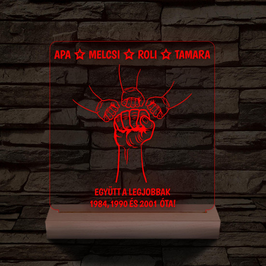 Gyerekek plusz apa együtt a legjobbak! személyre szabott fa talppal 7 színű 3D led lámpa