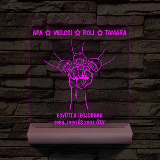 Gyerekek plusz apa együtt a legjobbak! személyre szabott fa talppal 7 színű 3D led lámpa