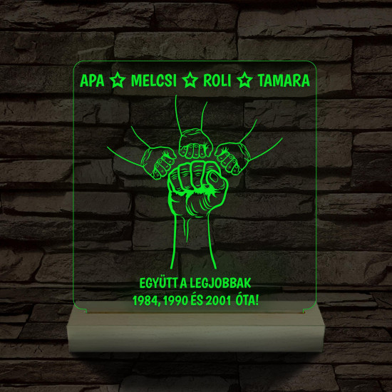 Gyerekek plusz apa együtt a legjobbak! személyre szabott fa talppal 7 színű 3D led lámpa