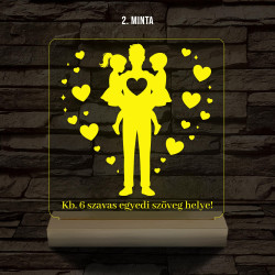 Apáknak mintaválasztós, szövegbeírós, 6 szavas, személyre szabott fa talppal 7 színű 3D led lámpa