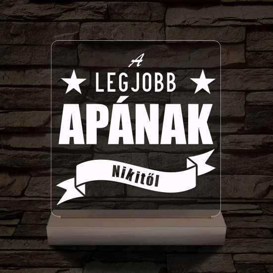 A legjobb Apának személyre szabott fa talppal 7 színű 3D led lámpa