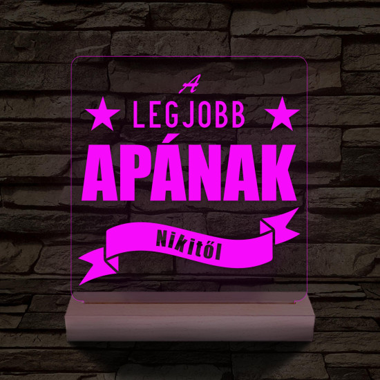 A legjobb Apának személyre szabott fa talppal 7 színű 3D led lámpa