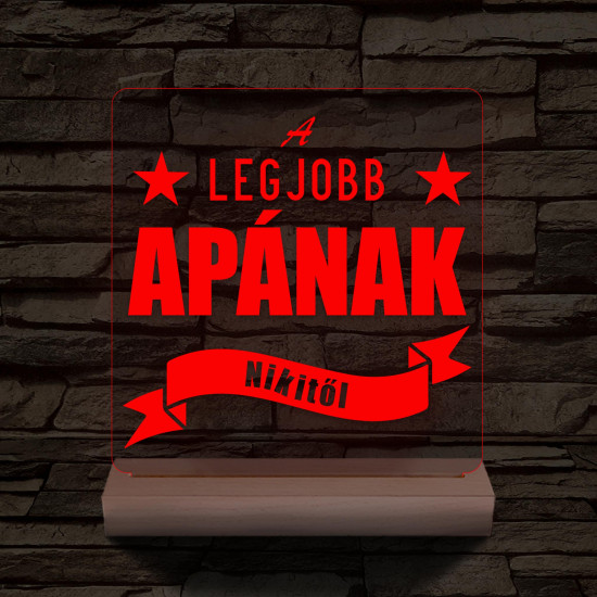 A legjobb Apának személyre szabott fa talppal 7 színű 3D led lámpa