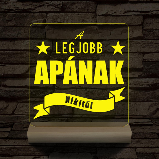 A legjobb Apának személyre szabott fa talppal 7 színű 3D led lámpa