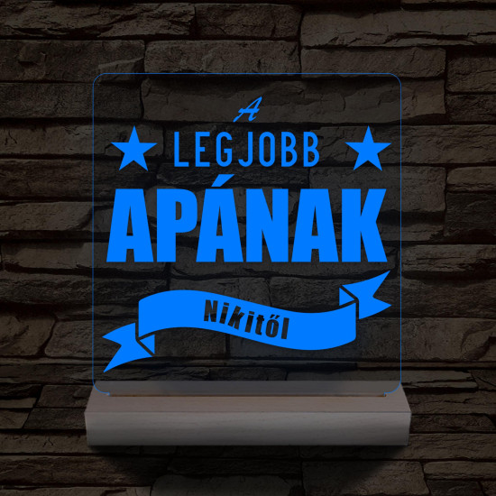 A legjobb Apának személyre szabott fa talppal 7 színű 3D led lámpa