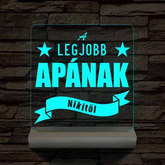 A legjobb Apának személyre szabott fa talppal 7 színű 3D led lámpa