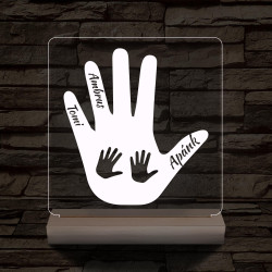 Apa tenyér személyre szabott fa talppal 7 színű 3D led lámpa